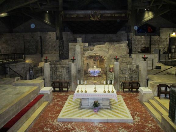 the lower level with 5th century church built over spot