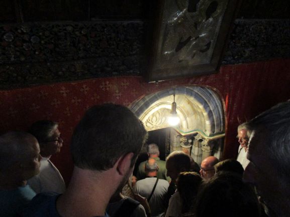 waiting to descend to the spot