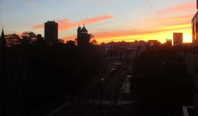 dawn over Cardiff
