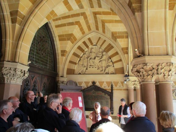 guide giving long lecture on building