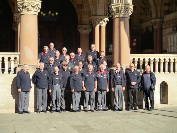 outside the guild hall some of the choir.JPG